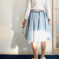 [SALE] 棉/尼龍圓裙 春季藍薩克斯 第3張的照片