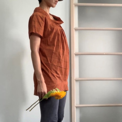 [SALE] 棉絲大廓形襯衫橙色 第4張的照片