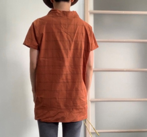 [SALE] 棉絲大廓形襯衫橙色 第5張的照片