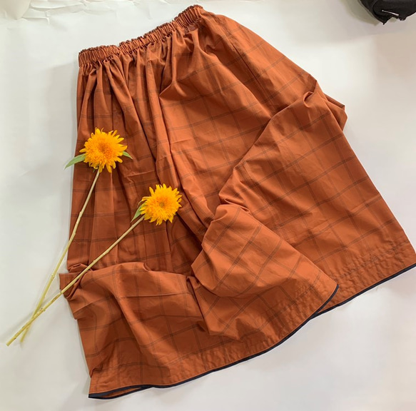 [SALE] 純棉真絲百褶裙橙色 第6張的照片