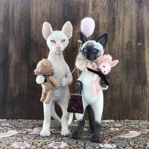 羊毛人形 猫のスフィンクスさん。 立体・オブジェ 餡子猫 通販