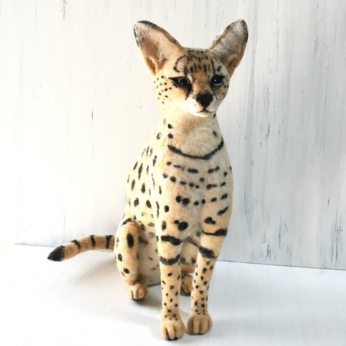 羊毛フェルト サーバルキャット 立体・オブジェ 餡子猫 通販 5123988