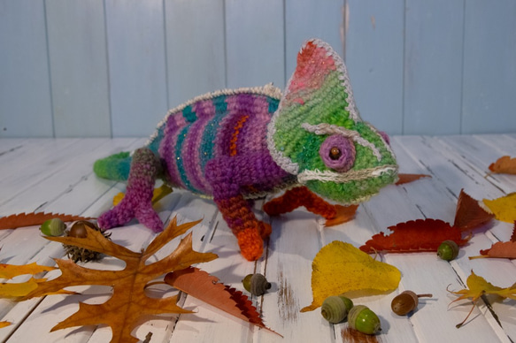 あみぐるみ☆カメレオン☆ハンドメイド☆野呂英作 なつかしく