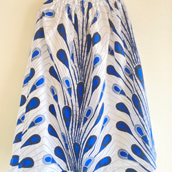 SALEクジャク柄のヒラヒラ袖ブラウス&ゴムギャザースカートのセットアップ『ハッピーファブリックアフリカンプリント』 4枚目の画像