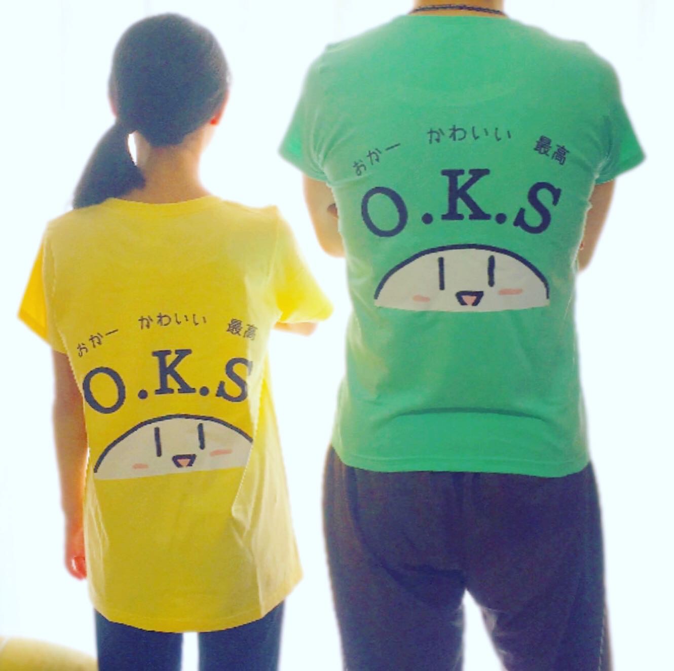 リンクコーデ！美味しいおもちちゃん‼️ お母さんを褒めよー！O.K.S Tシャツ２枚セット　おかー！かわいい！最高！