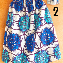 秋バージョン！リネン&アフリカンプリントのリバーシブルマスクにコーデするギャザースカート（マスク&スカート2点セット） 3枚目の画像