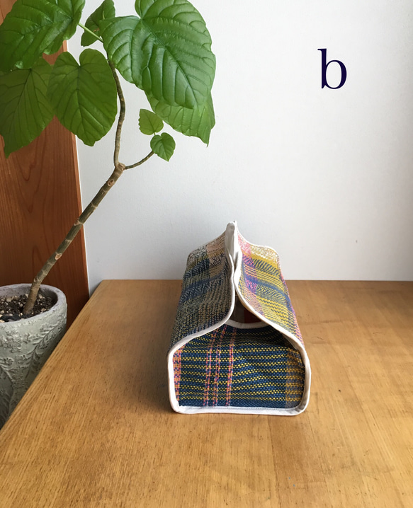 【1点物】手織り生地のボックスティッシュカバー ｂ 3枚目の画像