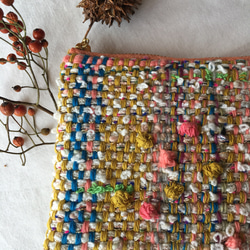 【１点物】手織りと刺繍のサニタリーポーチ※もみの木 4枚目の画像
