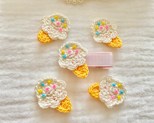 人気】バニラアイス ベビーヘアクリップ♡ ソフトクリーム