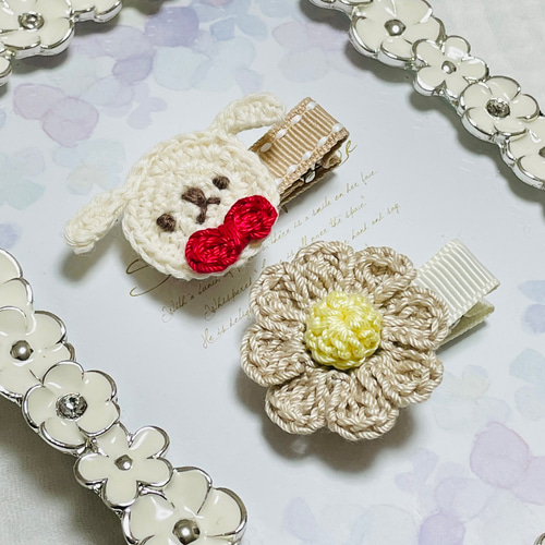 SALE♡handmade♡♡プードル♡♡ブラック&ピンクヘアクリップ