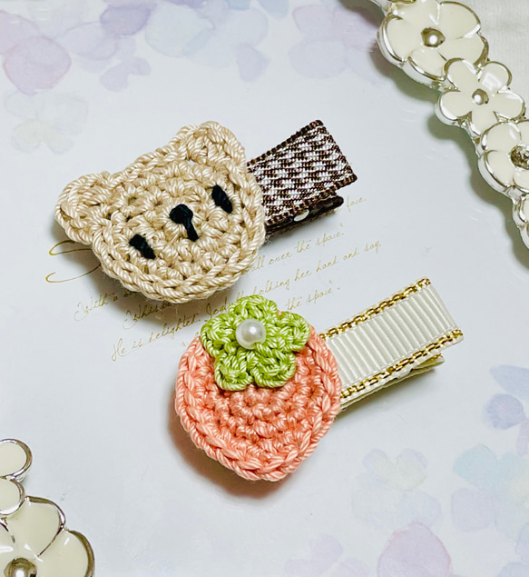 ヘアクリップ セット くまちゃん いちご a-06