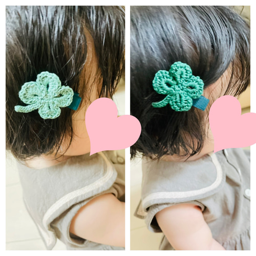 【四つ葉のクローバー】ベビーヘアクリップ　キッズヘアクリップ　ヘアピン Baby Deer Clips ベビー キッズ ヘアクリップ ヘアアクセサリー