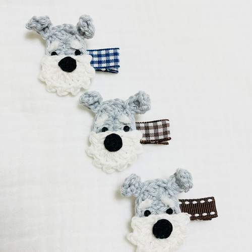 オーダーメイド♡ミニチュアシュナウザー♡ベビーヘアクリップ ヘアゴム 再販×8】ミニチュアシュナウザーのベビーヘアクリップ♡ 赤ちゃん