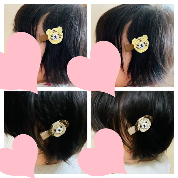 【おすすめ】トラ＆サンタクロースのベビーヘアクリップ♡ 赤ちゃん　新生児　出産祝い　クリスマス　お正月 3枚目の画像