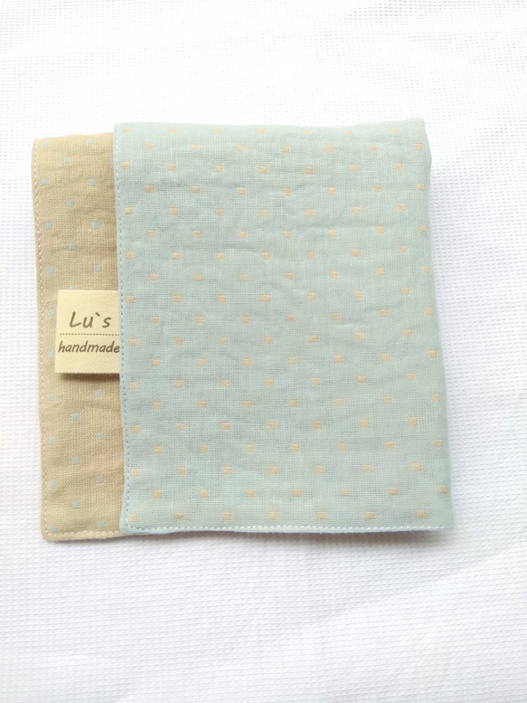 Lu's handmade//點點紋 雙層棉紗布料 手帕 手工純棉手帕 二重紗手帕 第1張的照片