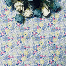 入荷   水彩　ボタニカルブルー系花柄  国産Wガーゼ　幅約107cm× 50cm 1枚目の画像