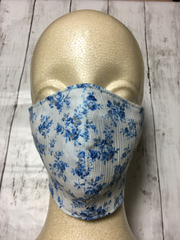 高島ちぢみ　水彩プチローズ　盛夏のマスク　2枚セット　綿100%  抗菌加工素材　 2枚目の画像