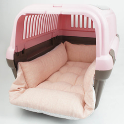 【ご予約品】ペットが喜ぶ 夏用キャリークッションベッド　マーベラスクール  リーフグレー＆ピンク　Mサイズ 6枚目の画像