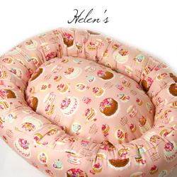 【受注制作2】おしゃれペットベッド　パティスリースイーツ ケーキ柄 ピンク色 oval５Ｌサイズ 3枚目の画像