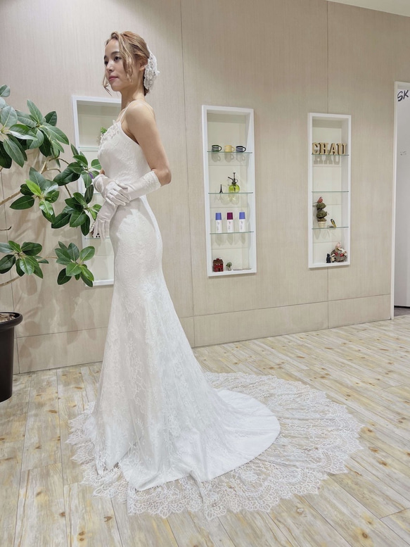 マーメイドライン ウエディングドレス レンタル】WDM-118-01 イリュージョンレース マーメイドライン