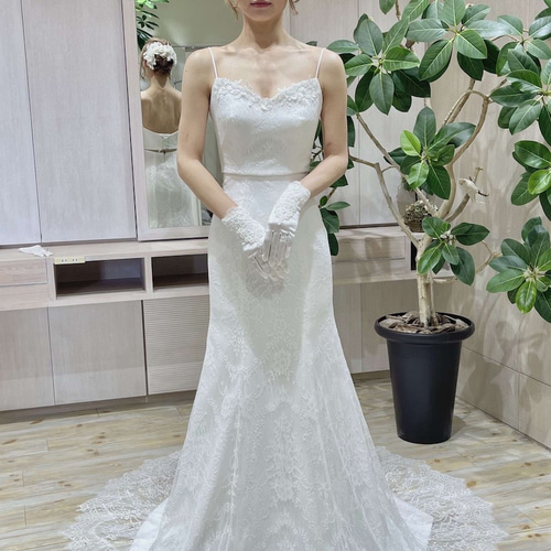 マーメイドライン ウエディングドレス レンタル】WDM-118-01 イリュージョンレース マーメイドライン