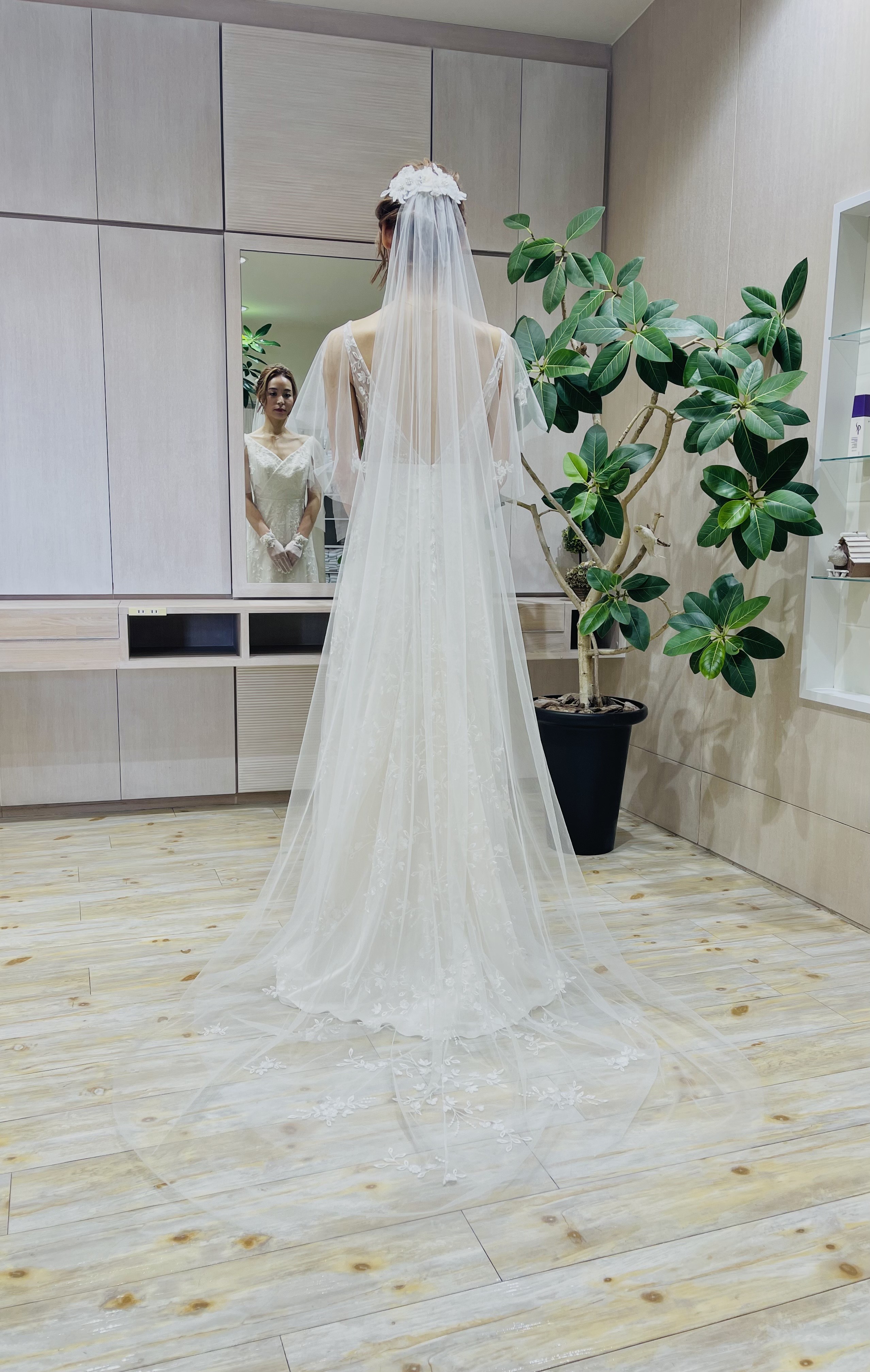 ロングベール3m ウェディングベール シンプル ベールダウン 可 結婚式 二層