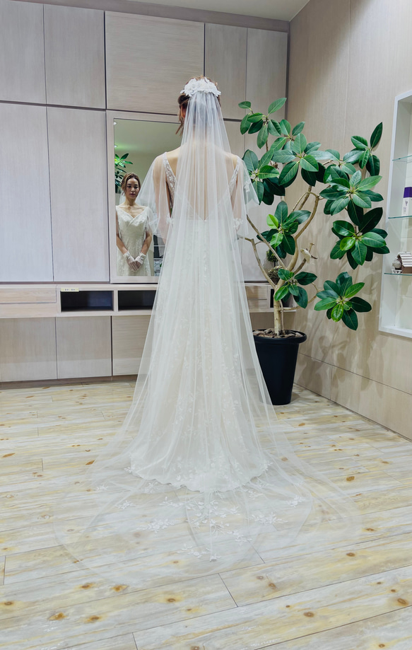 ﾙﾘｱﾝ＊新作＊ベールダウン無し単層ベール縁取りなしシンプルウェディングベール250cm 結婚式 フォト 1枚目の画像