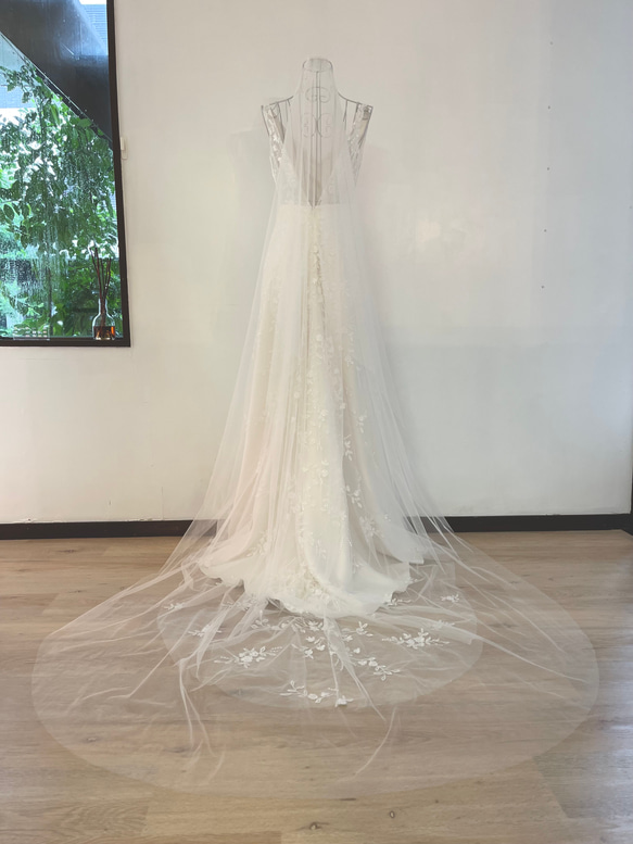 ﾙﾘｱﾝ＊新作＊ベールダウン無し単層ベール縁取りなしシンプルウェディングベール250cm 結婚式 フォト 4枚目の画像