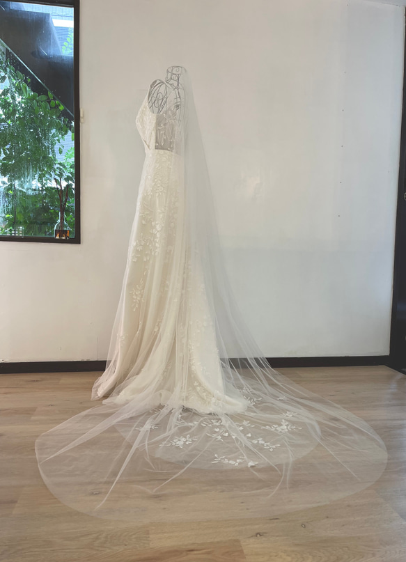 ﾙﾘｱﾝ＊新作＊ベールダウン無し単層ベール縁取りなしシンプルウェディングベール250cm 結婚式 フォト 5枚目の画像