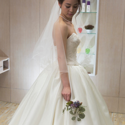 ﾙﾘｱﾝ セパレート ウェディングドレス 大人可愛いプリンセスラインドレス　チュール＆パール・スパンコール刺繍 結婚式 6枚目の画像