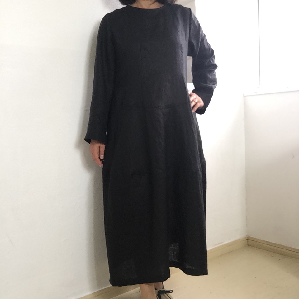 バルーンスタイル❤︎ブラックリネンOP