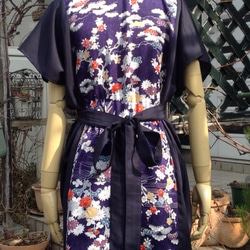正絹 菊桜梅♣︎鉄紺チュニック 3枚目の画像
