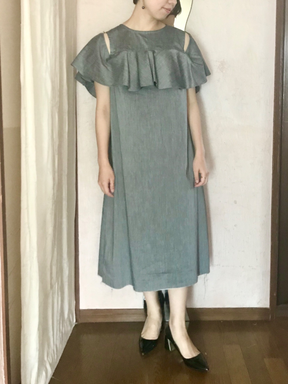 ‼️ストレッチリネン❤︎フリル袖OP