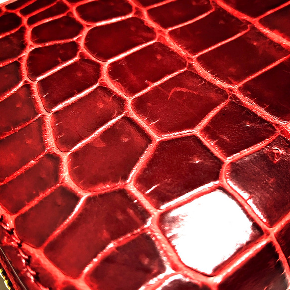 GYPS FLAT(ジプスフラット) クロコダイル 長財布 ラウンドファスナー 肚ワニ 一枚革 RED 赤 5 5枚目の画像
