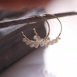 珍珠排列的小小鉤狀耳環 第1張的照片