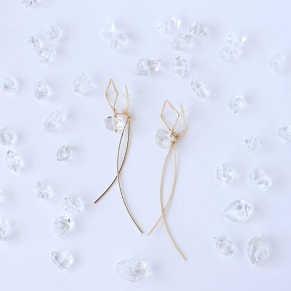 [春のお得なセット]14kgf/ハーキマーダイヤモンドのイヤリングセット 2枚目の画像