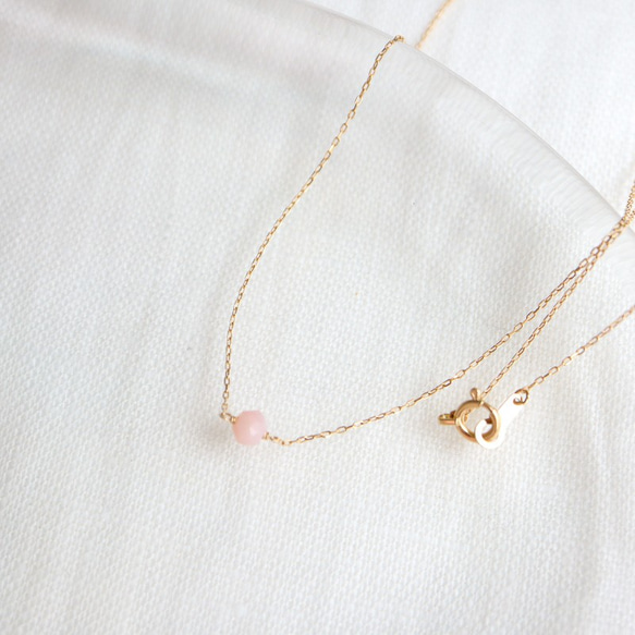 K10【10月/ピンクオパール】小さな誕生石のネックレス 5枚目の画像