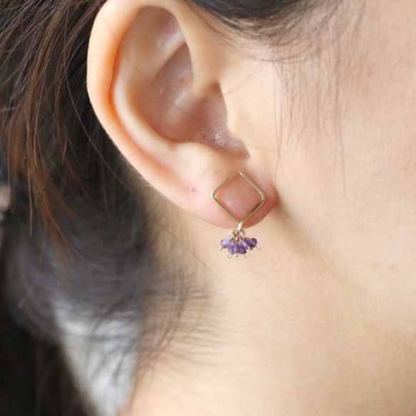 [14kgf]線耳環x Kushushu紫水晶 第8張的照片