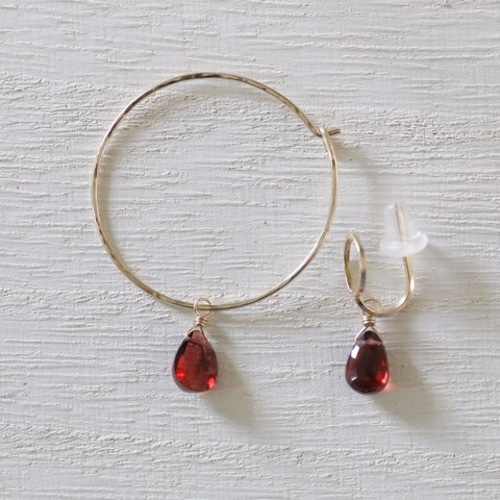 14kgf/ガーネットのピアス(イヤリング)チャーム【1月の誕生石】 その他