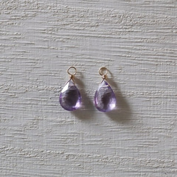 [14kgf]紫水晶小飾物（1對） 第3張的照片