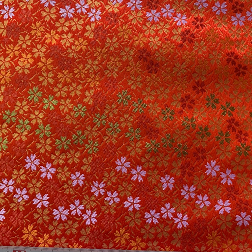 金襴生地 桜柄 赤 和柄生地 生地 nokko 通販 7202579｜Creema