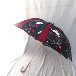 着物リメイク日傘（桜とうさぎ） 3枚目の画像