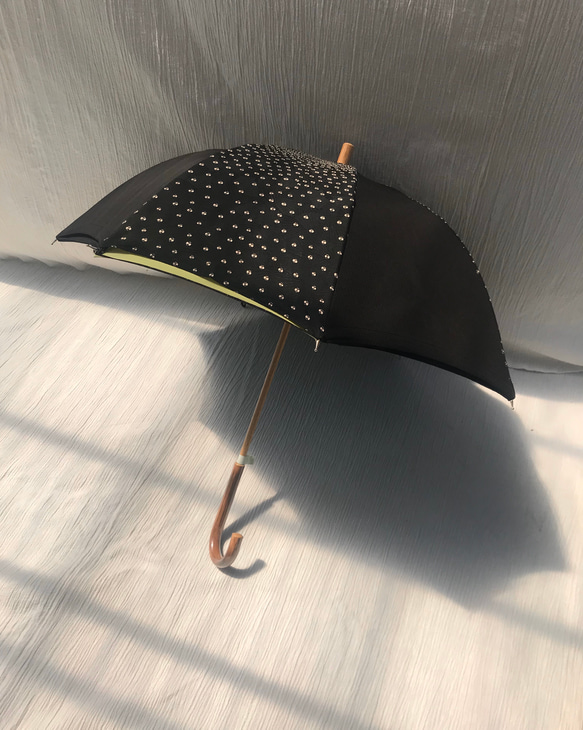 落ち着いた色調と柄のかわず張り日傘（グリーン）（最終セール中） 5枚目の画像