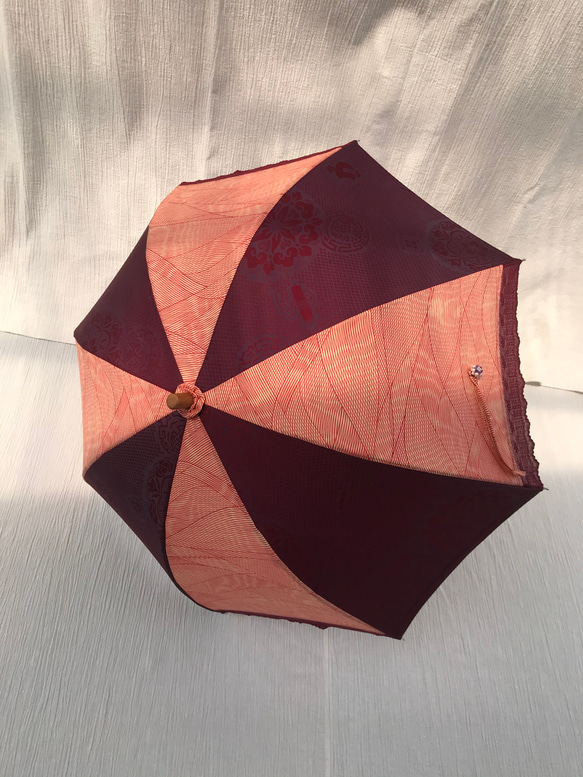 ２種類の着物からレトロ可愛い日傘②（セール中） 2枚目の画像