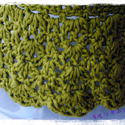 日除け　日焼け防止　緑　グリーン　ビタミンカラーの透かし編みのコットンハット帽子　レディース用　 10枚目の画像