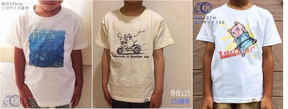 猫郎雑貨店　コットン Tシャツ　猫ライダー(ｶﾗｰ)　100～140　白 4枚目の画像