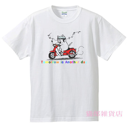 猫ライダー(ｶﾗｰ)　白　Ｓ～ＸＬ 1枚目の画像