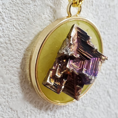 個性的【ビスマスネックレス③】シルバーイエローカラー （個性的な  