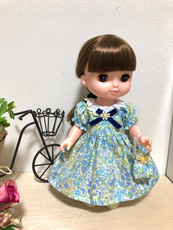 ソランちゃん　服　ワンピース♪ ソランちゃん レースカラーワンピースブルー☆26cmドール服 ソラン