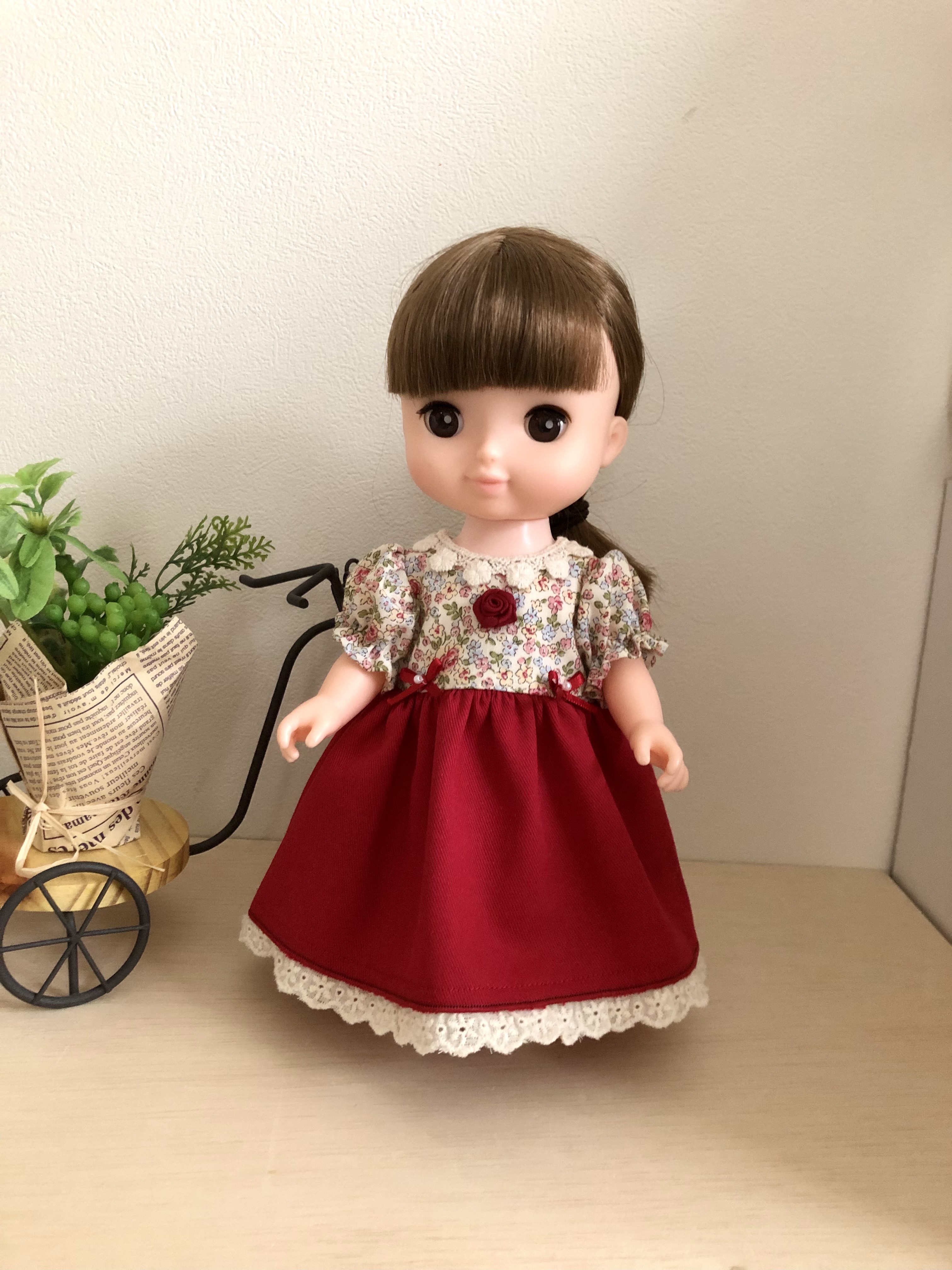 ソランちゃん メルちゃん 赤スカートワンピース☆26cmドール服